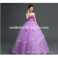 Personalizado hecho en China Appliqued Purple Lace Puffy Tulle vestido de novia 2017